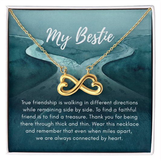 My bestie message card with gold infinity necklace