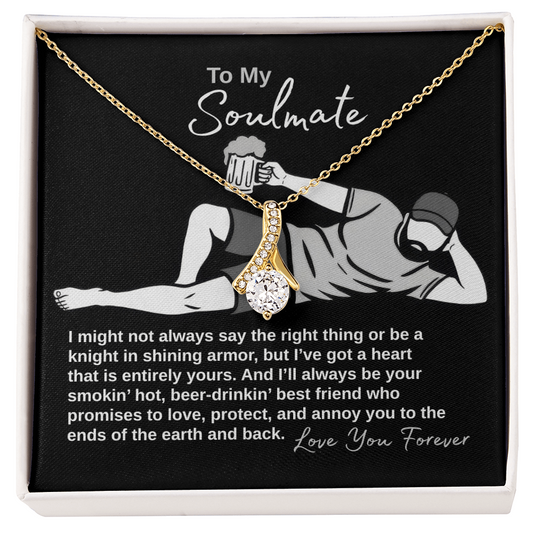 To my soulmate message card with yellow gold ribbon necklace
