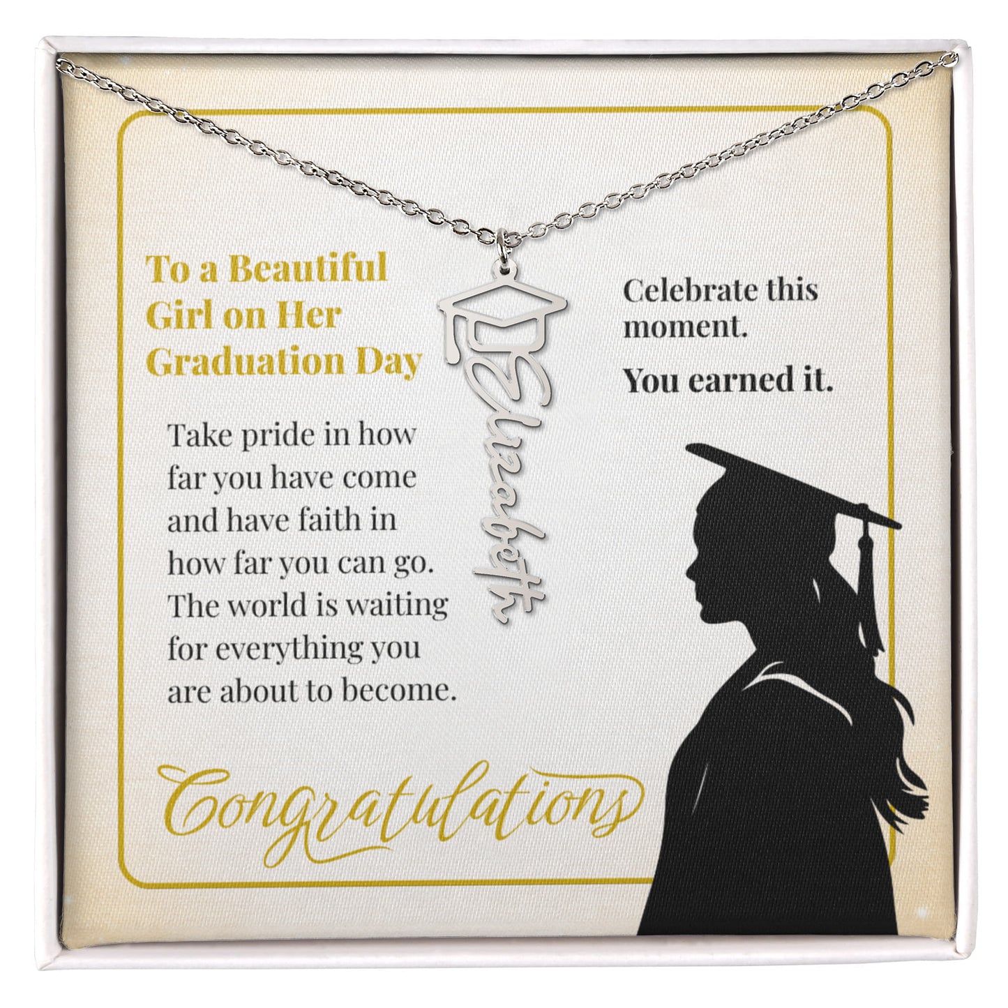 Personalized Graduation Cap Name Necklace