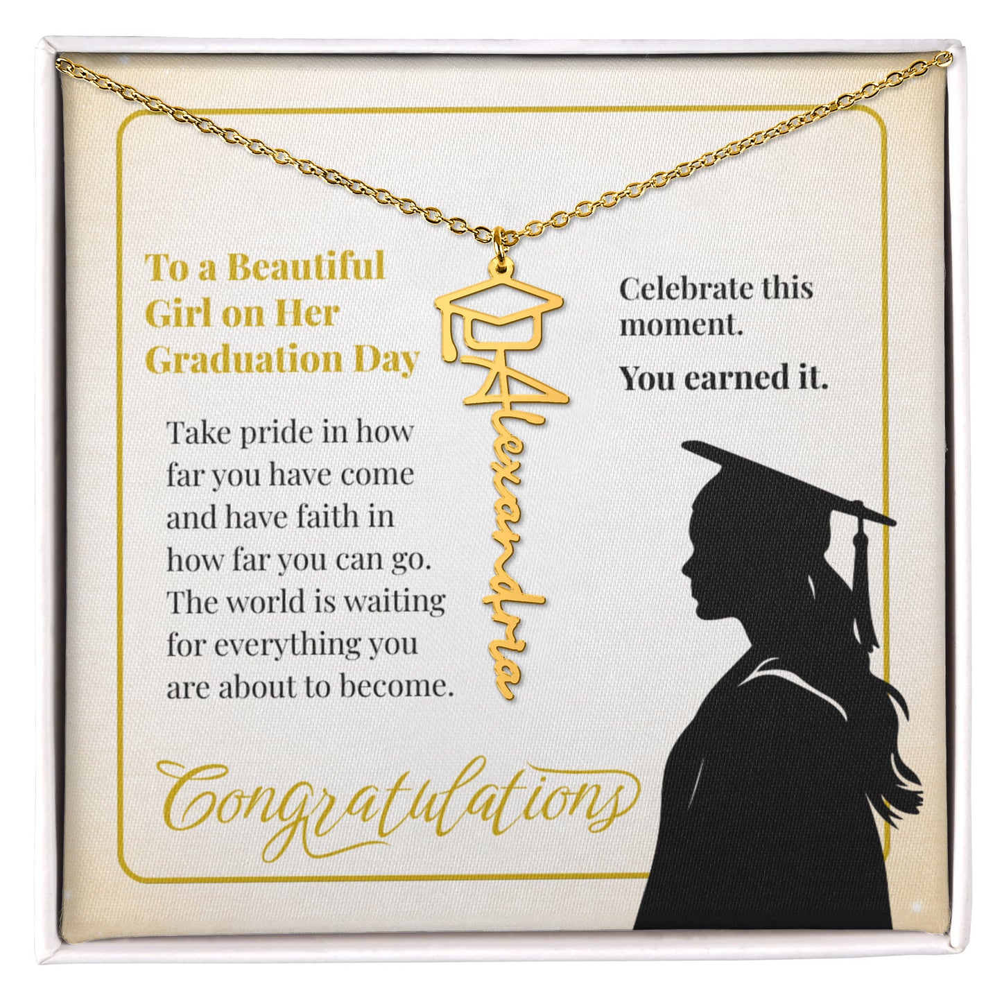 Personalized Graduation Cap Name Necklace