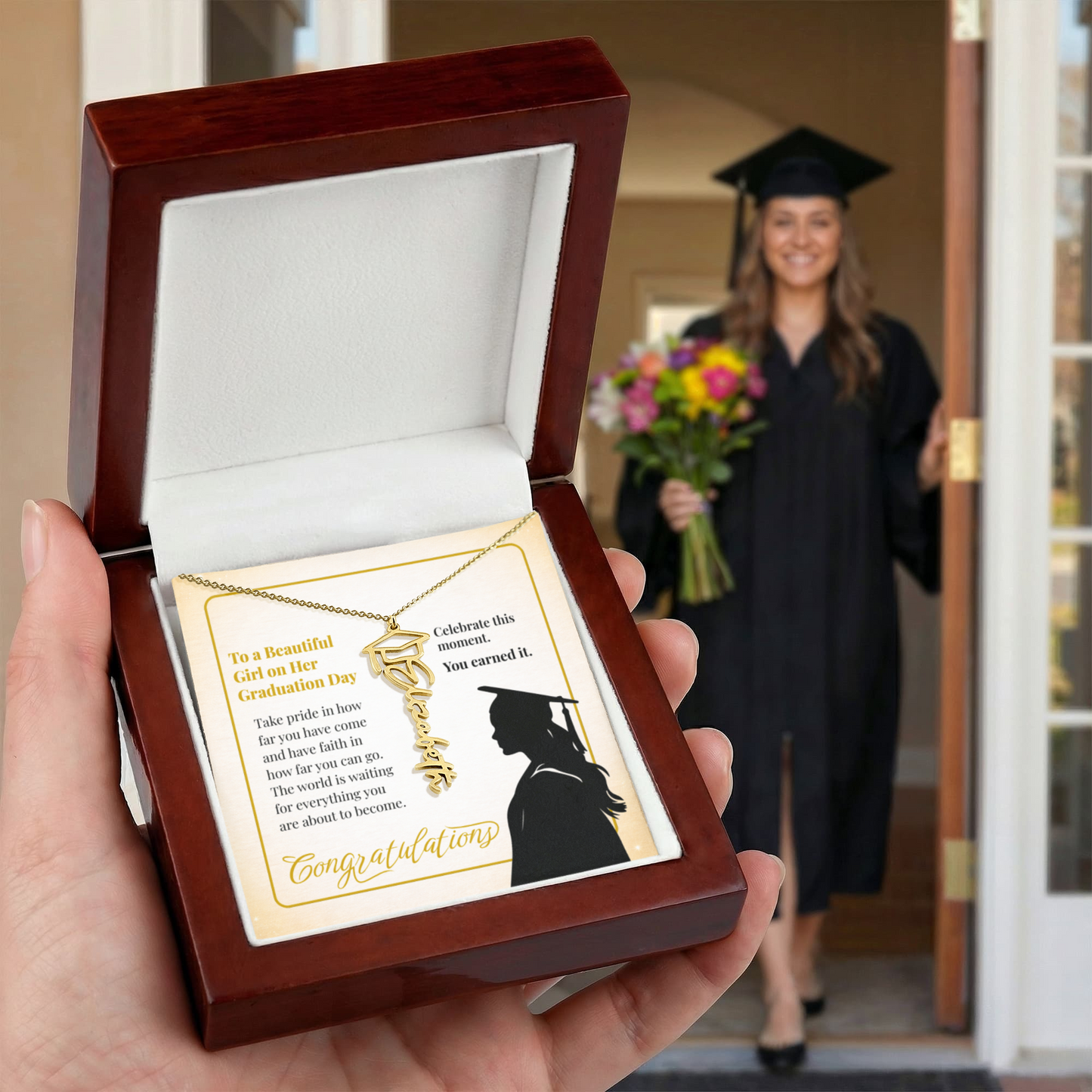 Personalized Graduation Cap Name Necklace