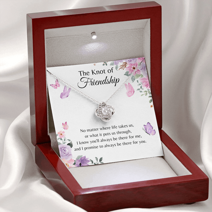 the knot of friendship white gold necklace in luxury box