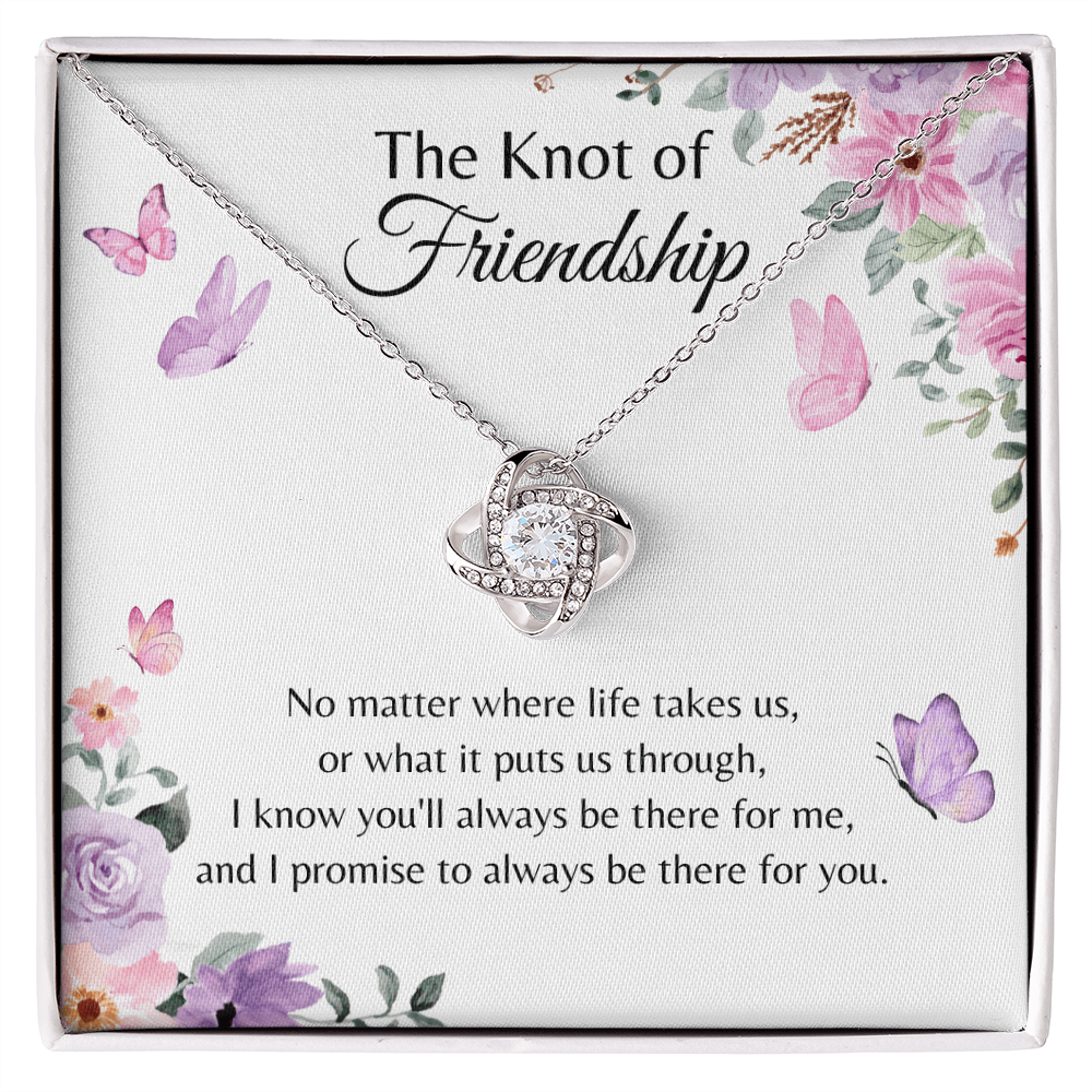 The knot of friendship message card with white gold necklace