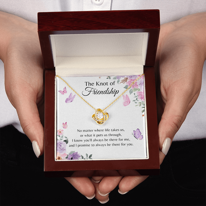 the knot of friendship yellow gold necklace in luxury box