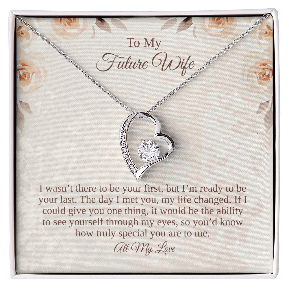 To my future wife message card with white gold heart necklace