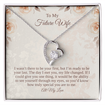 To my future wife message card with white gold heart necklace