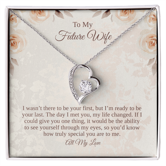 To my future wife message card with white gold heart necklace