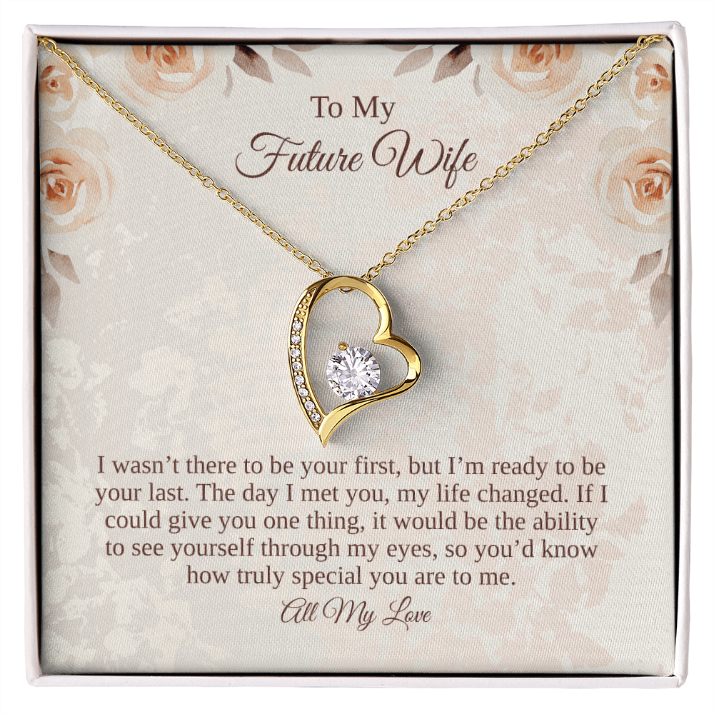 To my future wife message card with yellow gold heart necklace