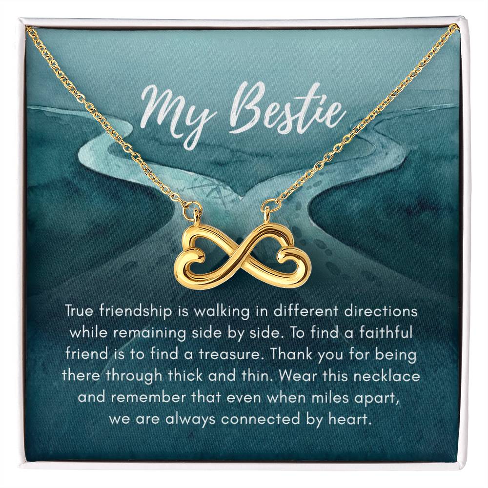 My bestie message card with gold infinity necklace