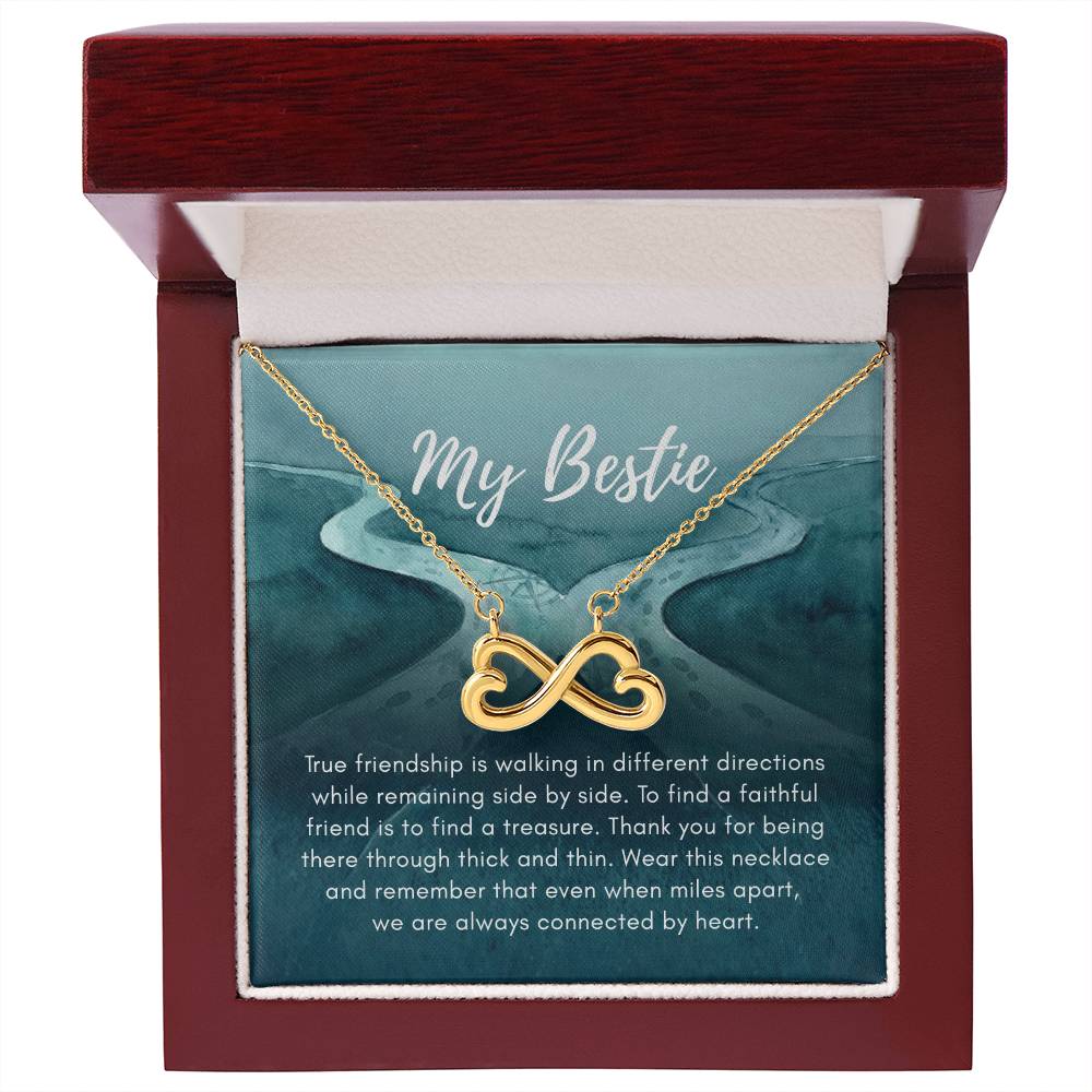 My Bestie message card with gold infinity necklace