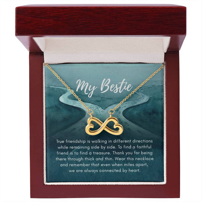 My Bestie message card with gold infinity necklace