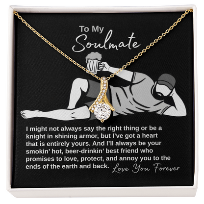 To my soulmate message card with yellow gold ribbon necklace