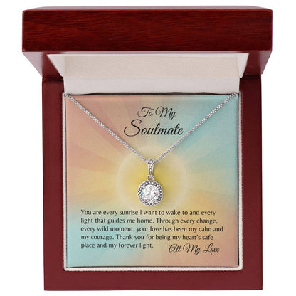 To my Soulmate message card with  white gold cubic zirconia necklace in a luxury box.