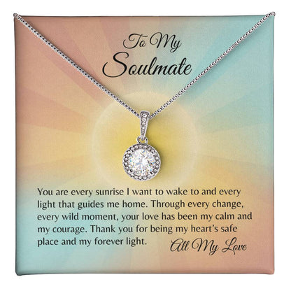 To my Soulmate message card with  white gold cubic zirconia necklace.