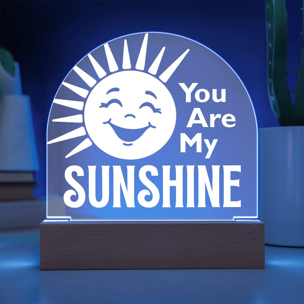 You are sunshine plaque featuring it's blue light