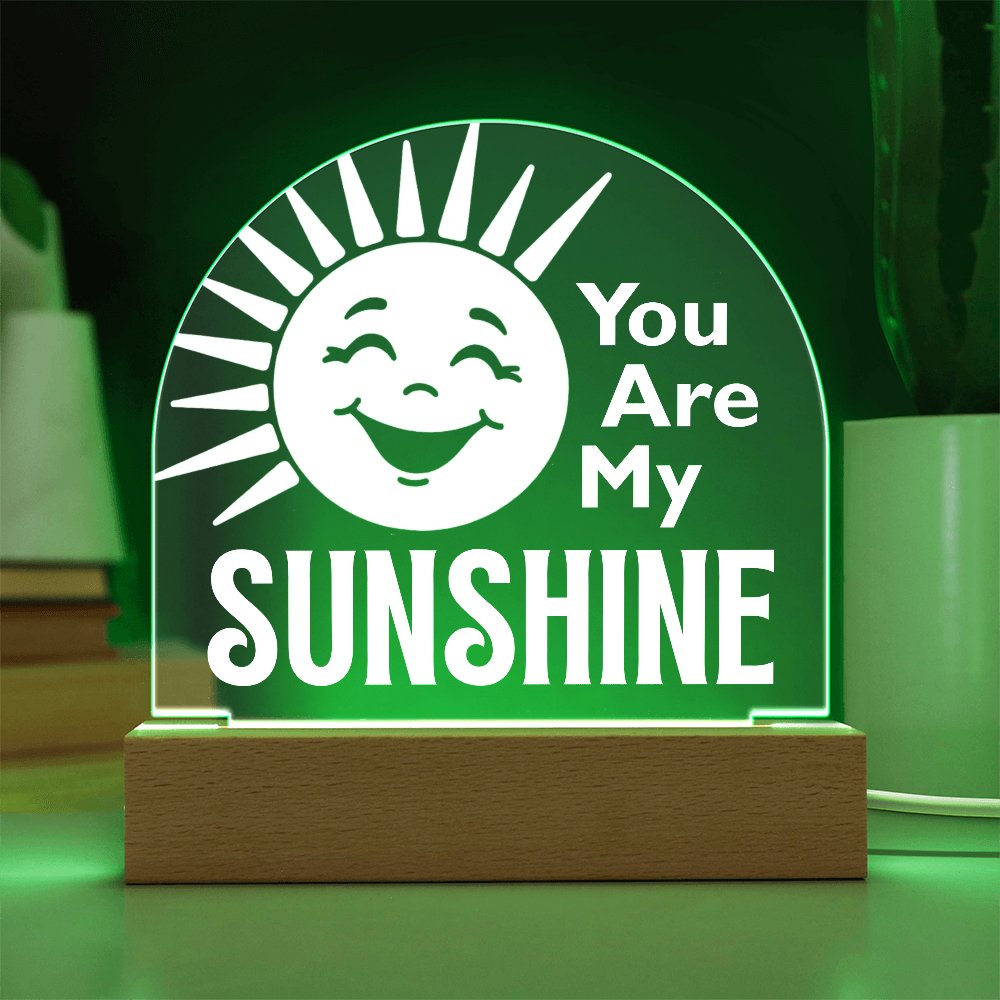 You are my sunshine plaque with green light feature on