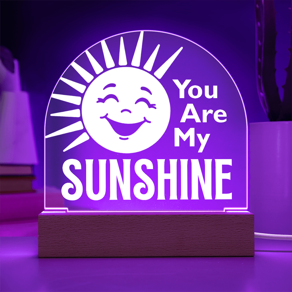 You are my sunshine plaque with purple light feature on